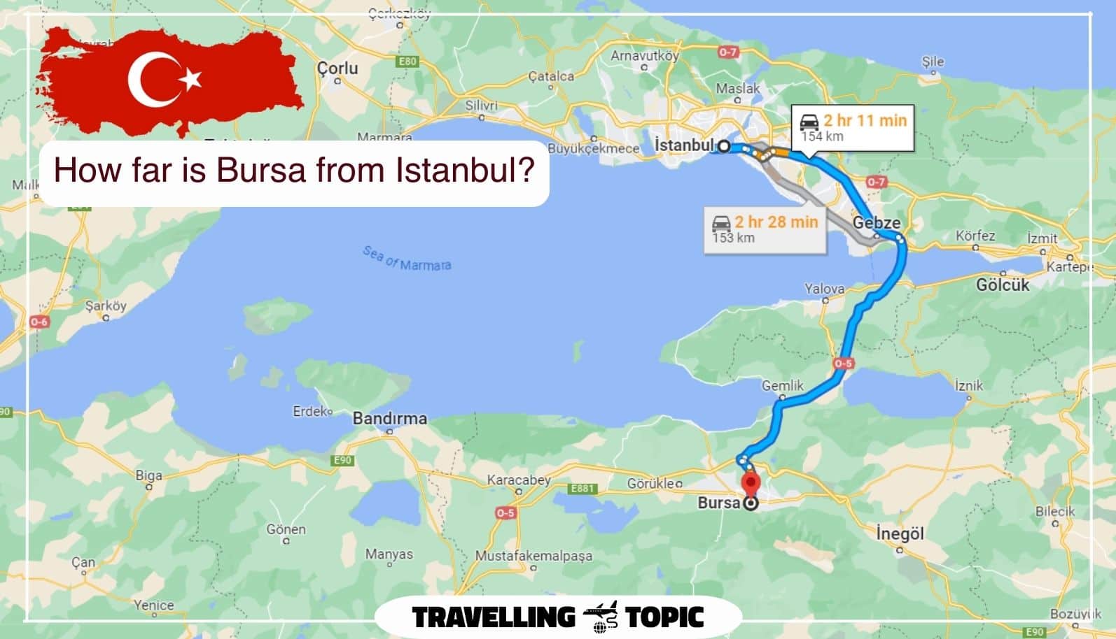 How far is Bursa from Istanbul