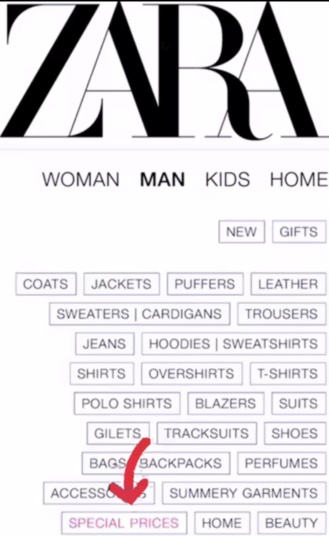 Refer to the Zara store website